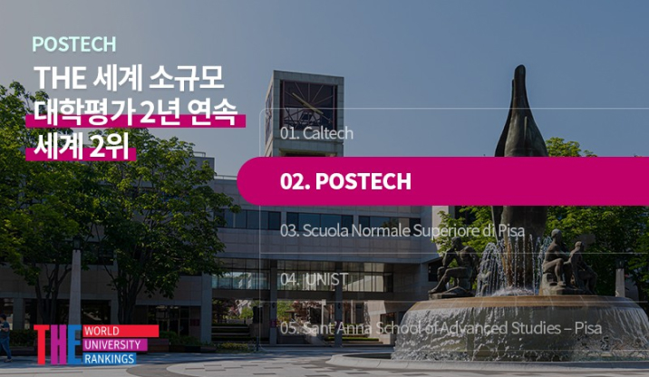 2024년 THE 소규모 대학 평가 2년 연속 세계 2위 달성